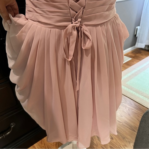 David’s Bridal Strapless Blush Pink Chiffon Pleated Cocktail Dress XL (EUC) - Picture 8 of 14